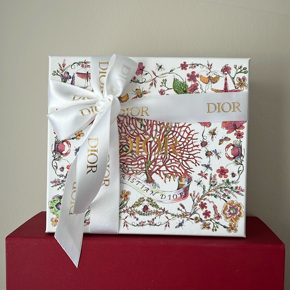 Dior small Holiday 2024 White Pink Metallic Sea Creatures Gift Box Storage Box
